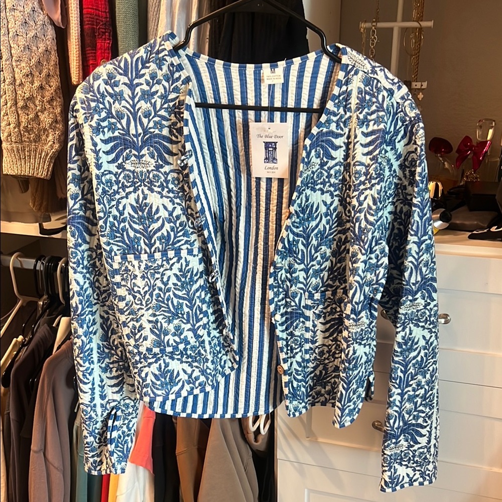 The Blue Door London Floral Stripe Cardigan